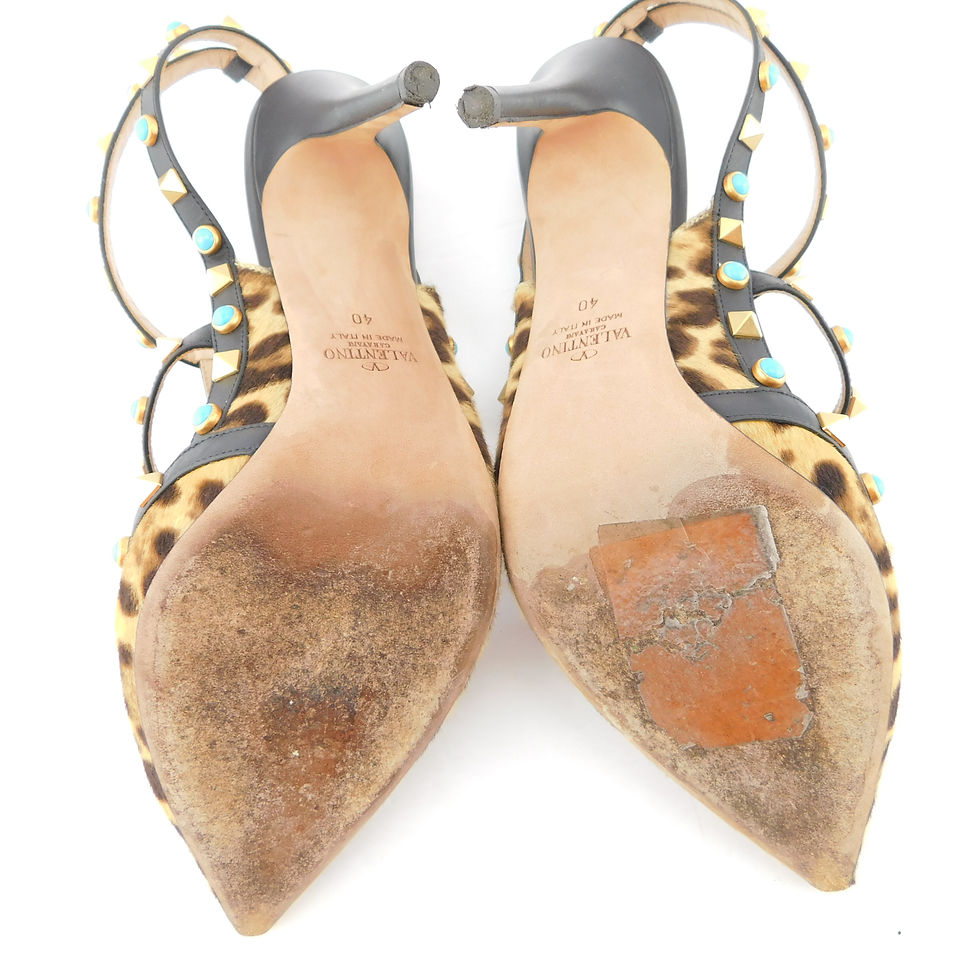 Thumbnail: VALENTINO Size 9 ROCKSTUD Leopard Studded Heels Pumps Shoes 40 Eur