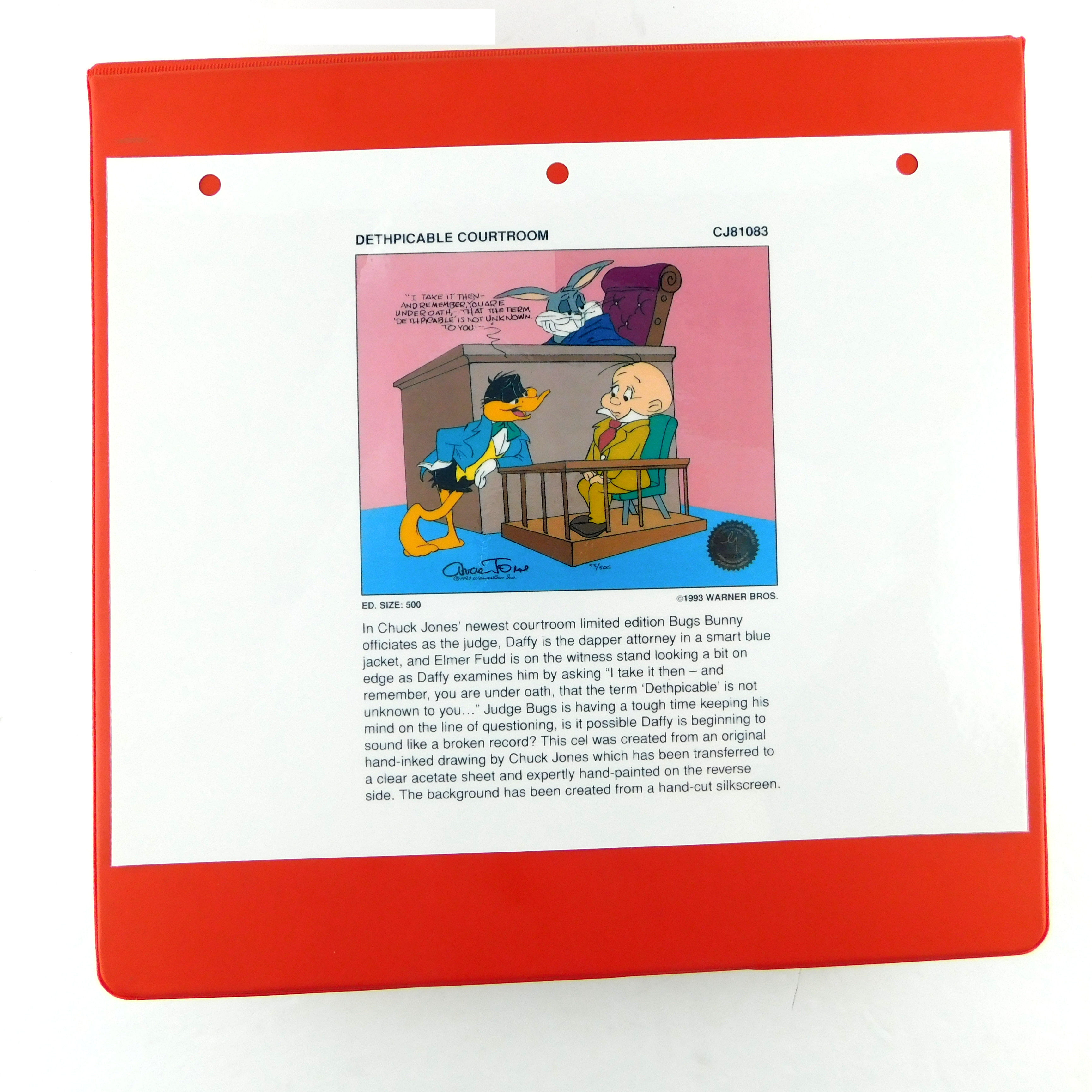 Courtroom Bugs Bunny Daffy Lawyer Warner Bros Gallery Laminated Cel Binder Page