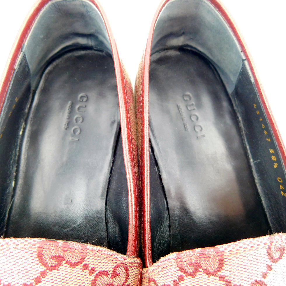 Thumbnail: GUCCI  Jordaan  Sahara Signature Canvas Horse Bit Loafers