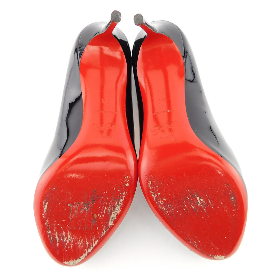 Thumbnail: CHRISTIAN LOUBOUTIN Size 7.5 FIFI 85 Black Patent Heels Pumps Shoes 38 Eur