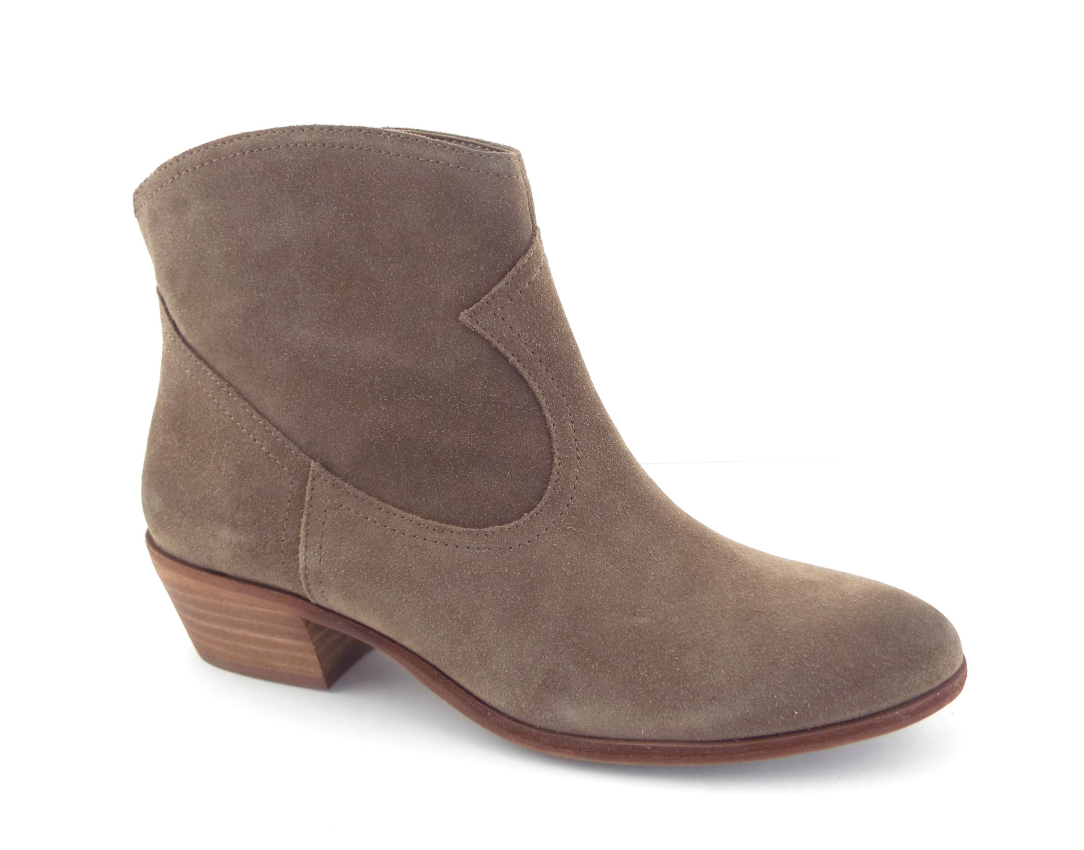 SAM EDELMAN Taupe Suede Block Heel Booties 8.5
