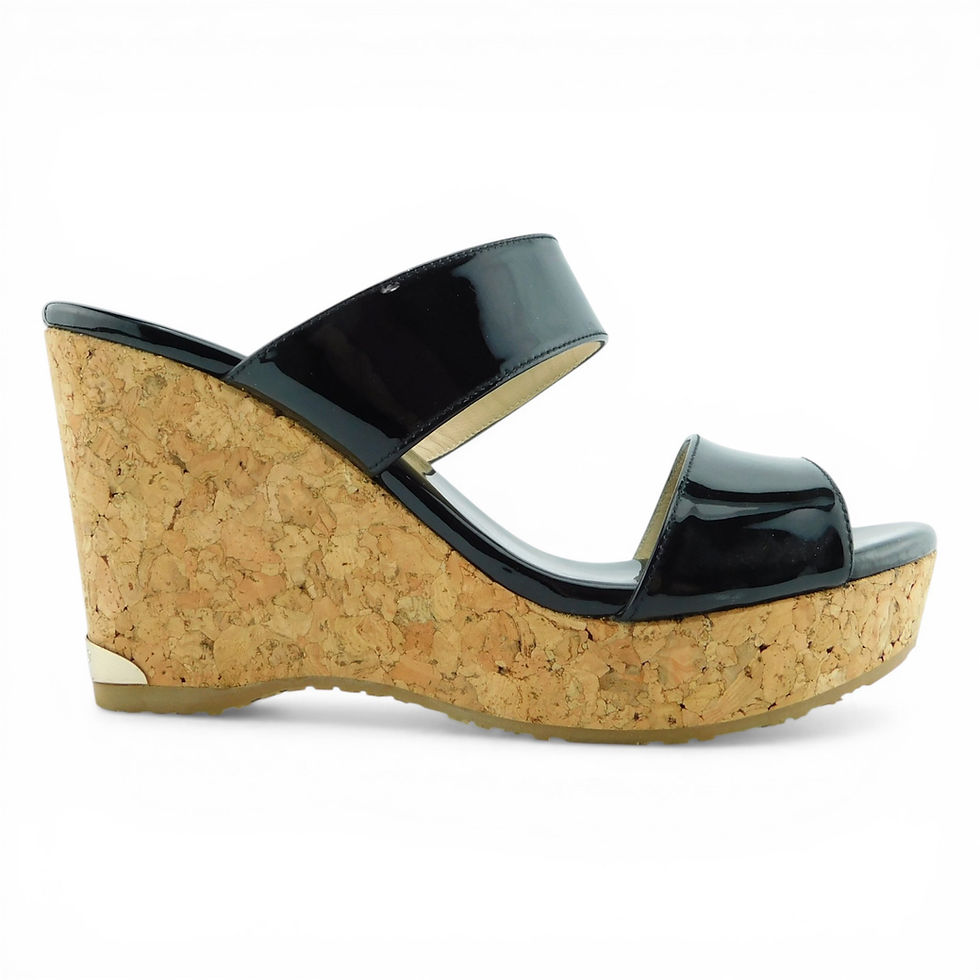 JIMMY CHOO Size 7.5 US / 38 EUR PARKER Black Wedge Slide Sandals