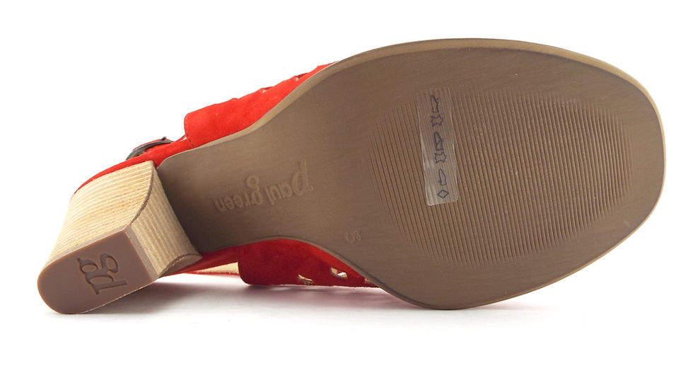 Thumbnail: PAUL GREEN Red Laser Cut Suede Heels UK 5/US 7.5