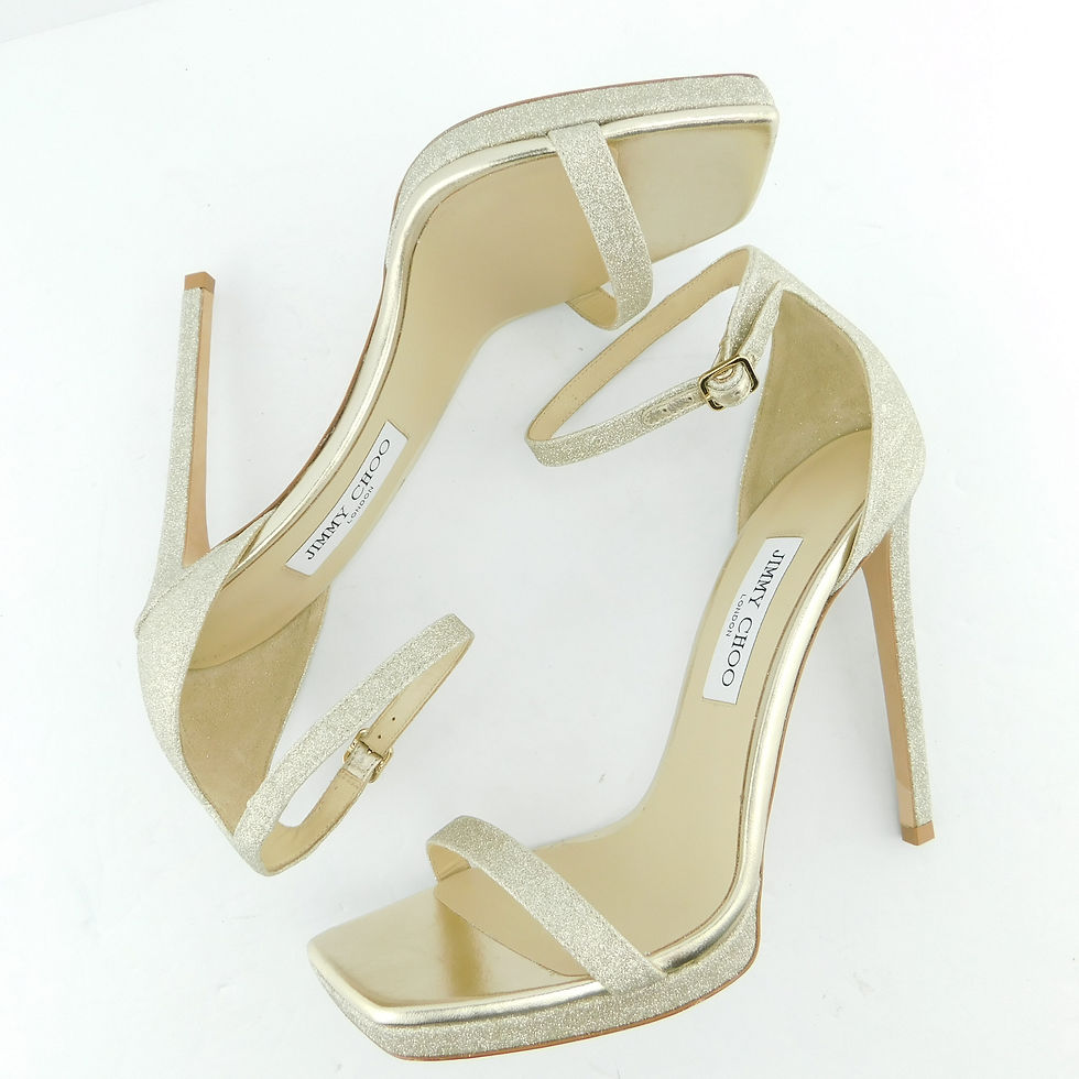 Thumbnail: JIMMY CHOO Size 9.5 ALVA 120mm Platinum Heels Sandals Shoes 40.5 Eur