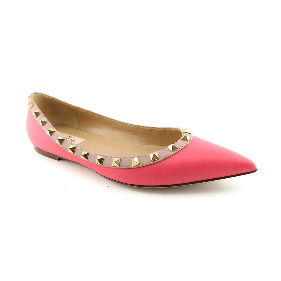 Thumbnail: VALENTINO Size 8.5 ROCKSTUD Hot Pink Studded Ballet Flats Shoes 39 Eur