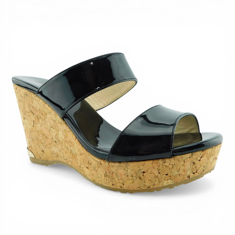 JIMMY CHOO Size 7.5 US / 38 EUR PARKER Black Wedge Slide Sandals