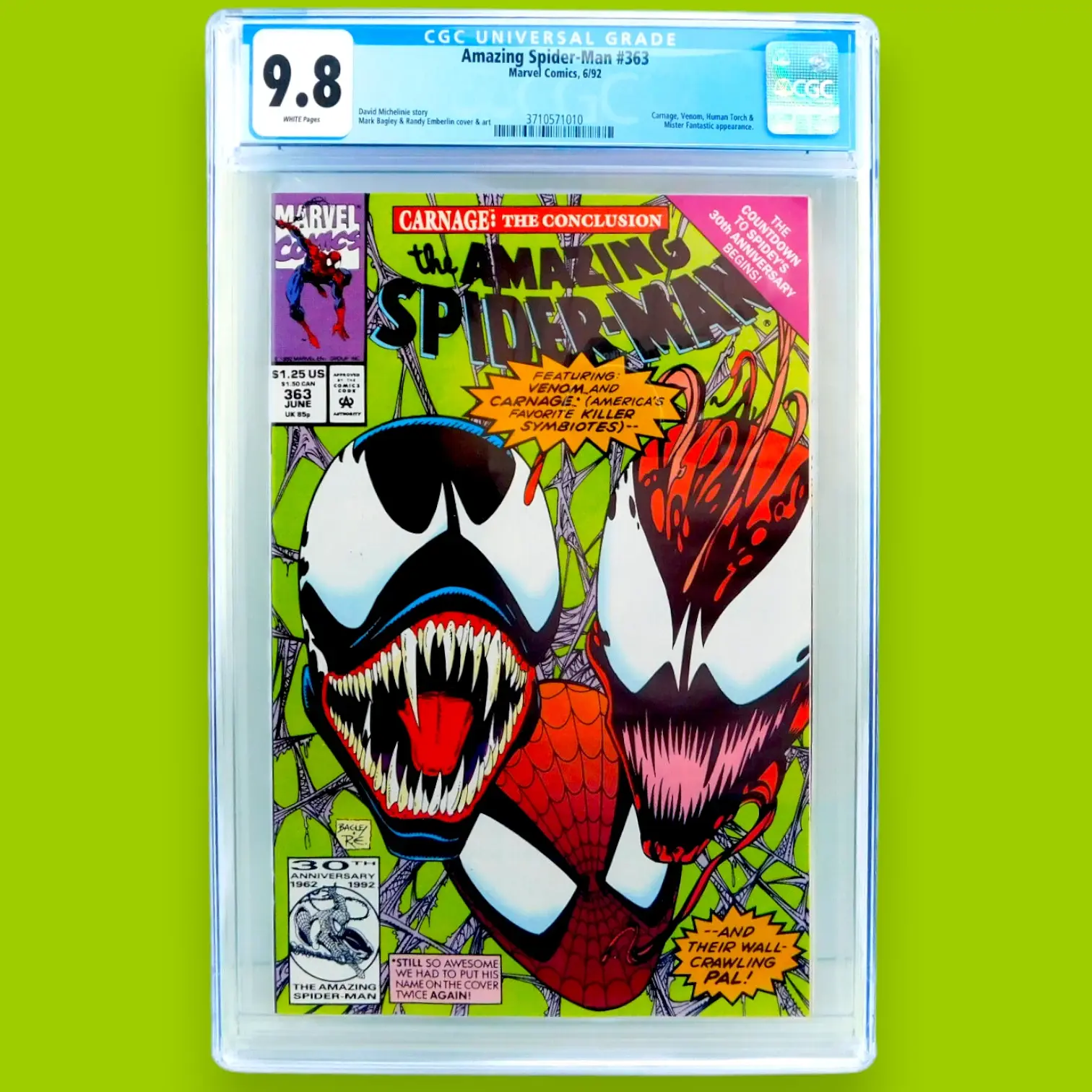 AMAZING SPIDER-MAN 363 CGC 9.8 Venom Carnage Mr. Fantastic Torch front image