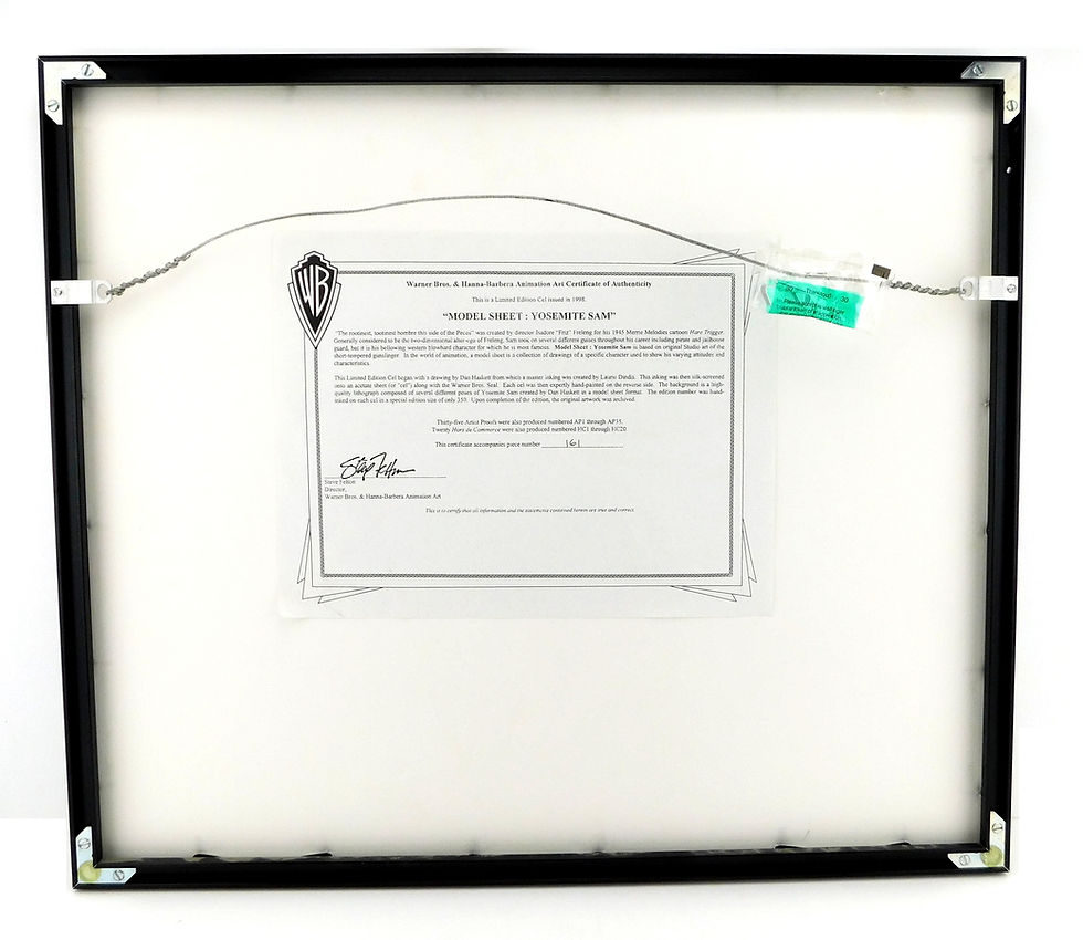 Thumbnail: YOSEMITE SAM Limited Edition Model Sheet Warner Bros. Cell Art Cell Looney Tunes