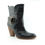 Thumbnail: FRYE Size 9 ANDREA MID Black Leather Buckle Heeled Boots
