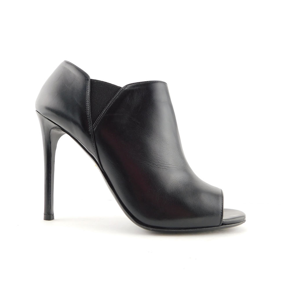 PRADA Size 9 Black Peep Toe Ankle Booties Boots Shoes 39.5 Eur