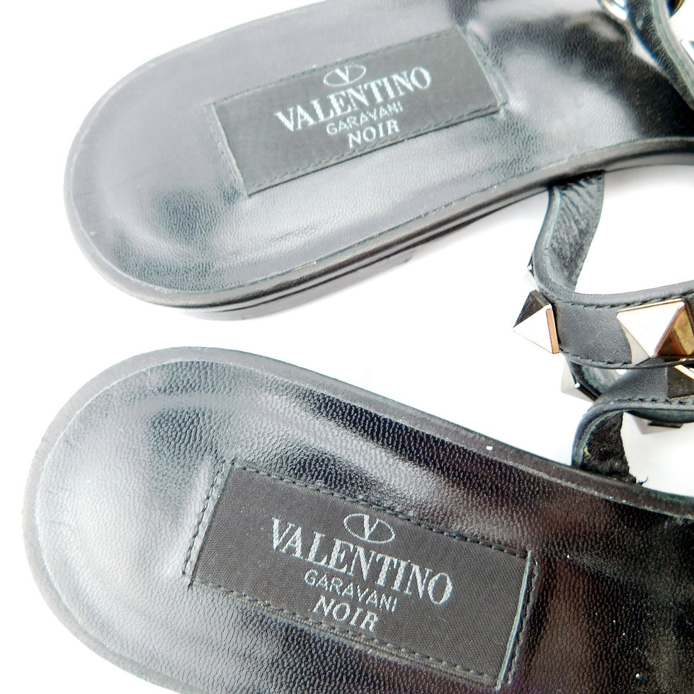 Thumbnail: VALENTINO Size 7.5 ROCKSTUD Black Gladiator Studded Sandals Shoes 38 Eur