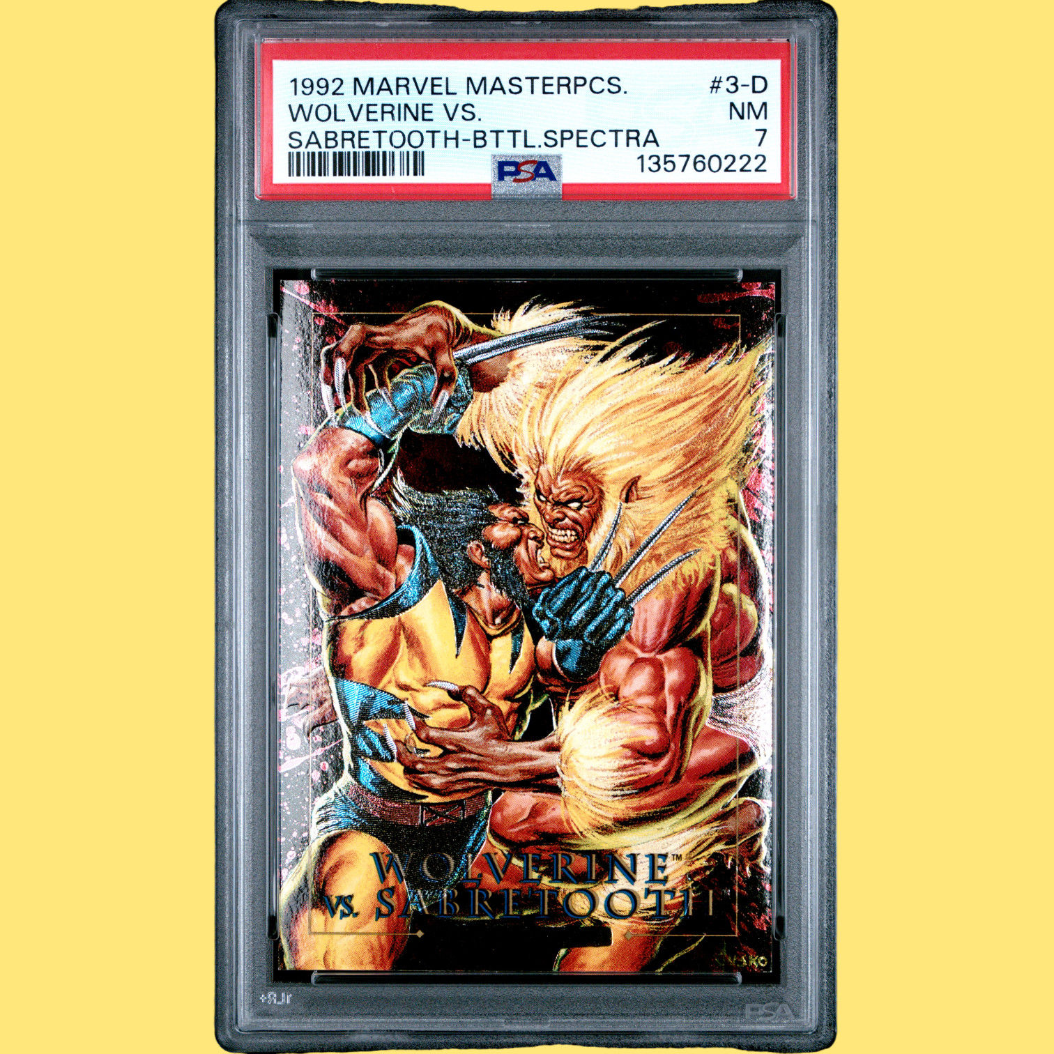 1992 Marvel Masterpieces PSA 7 Battle Spectra 3-D Wolverine vs. Sabertooth