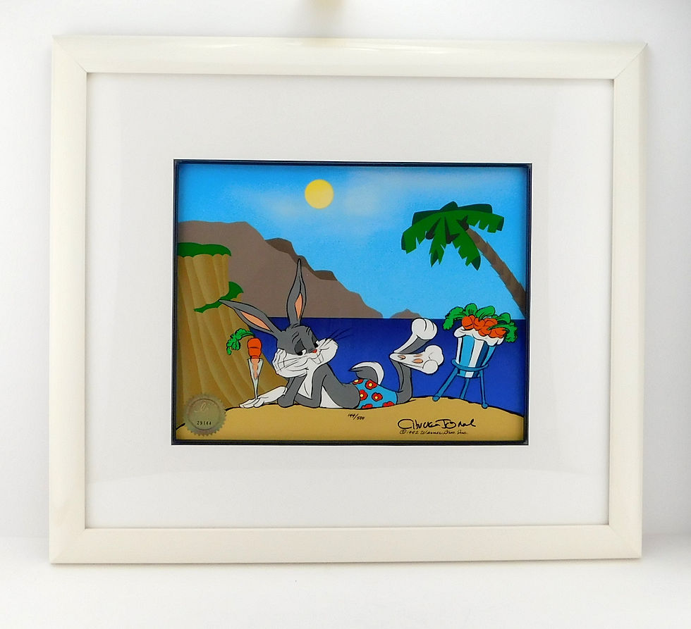 Thumbnail: Sand Tropez Bugs Bunny signed Chuck Jones animation cel