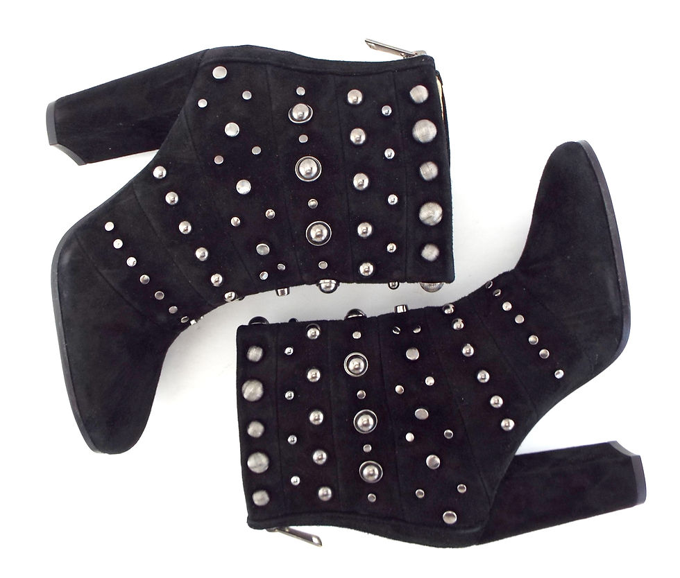 Thumbnail: BADGLEY MISCHKA Studded Black Suede Booties 6