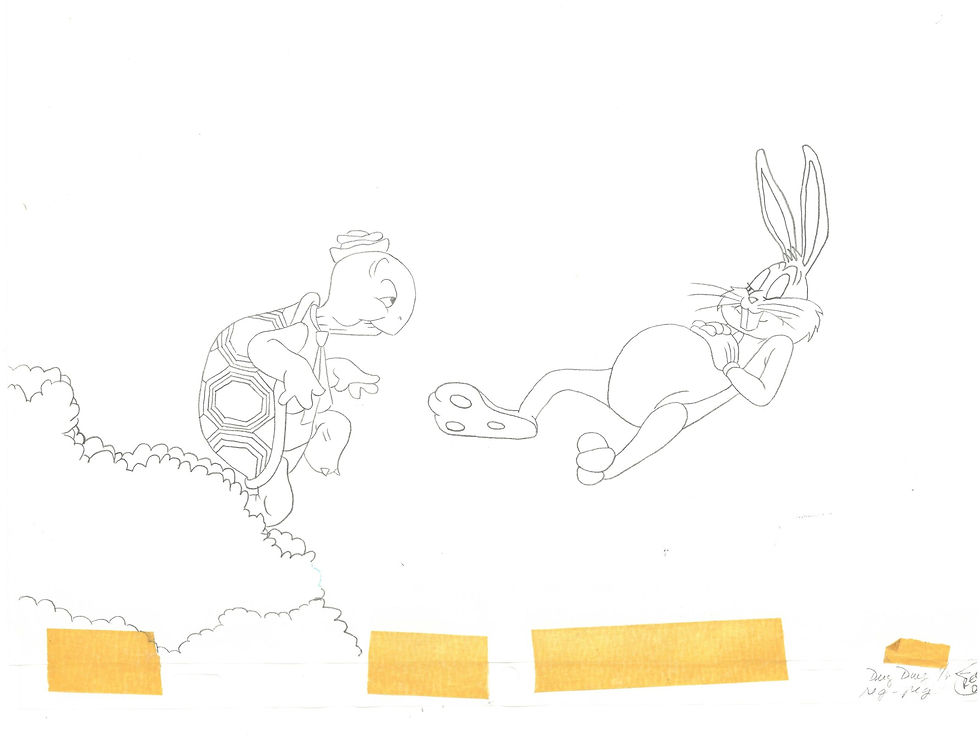 Thumbnail: Snooze You Lose Bugs Bunny Cecil Turtle Original Drawing