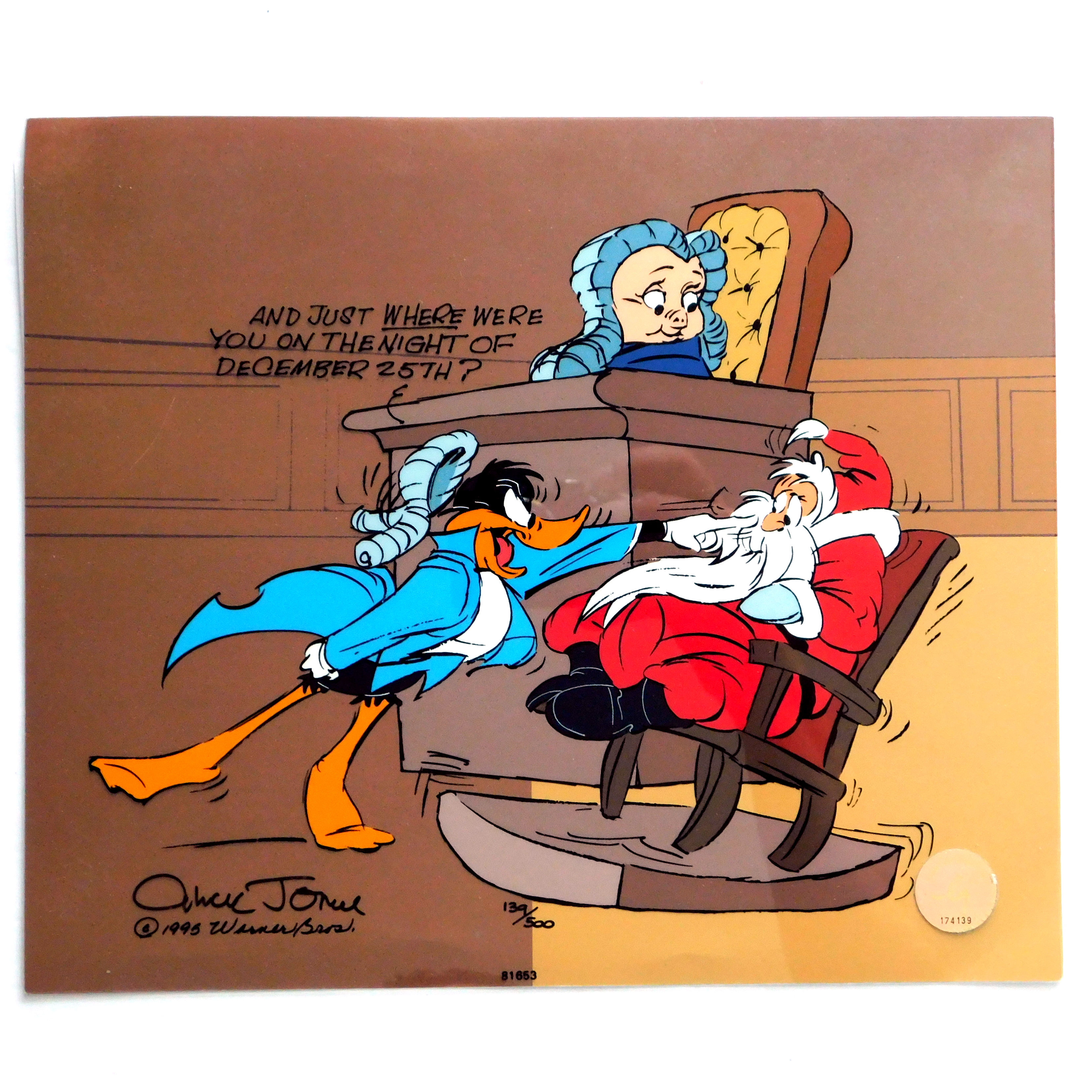 Santa on Trial Chuck Jones Signed Cel Daffy Duck Porky Limited front view
