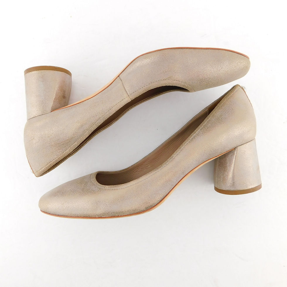 Thumbnail: DONALD PLINER Size 9.5 CAMY Brushed Gold Square Toe Heels Pumps Shoes
