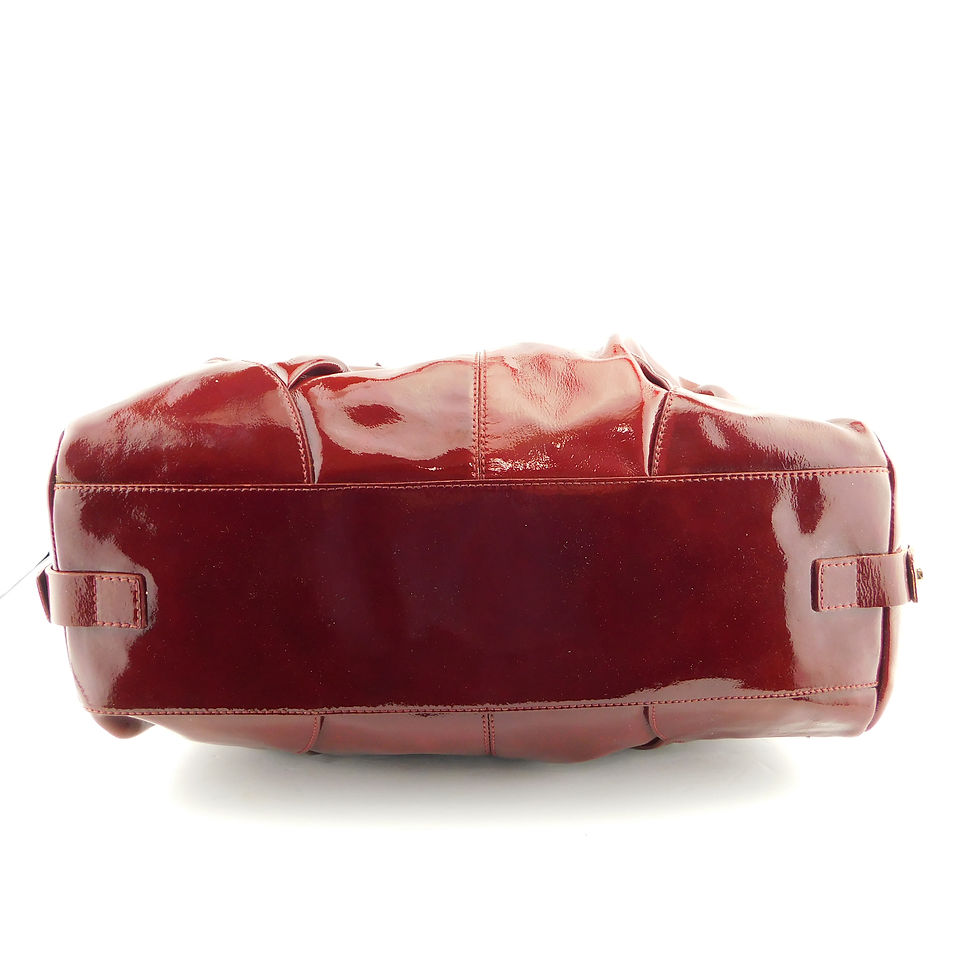 Thumbnail: FRANCESCO BIASIA Wine Red Patent Scrunch Tote Bag