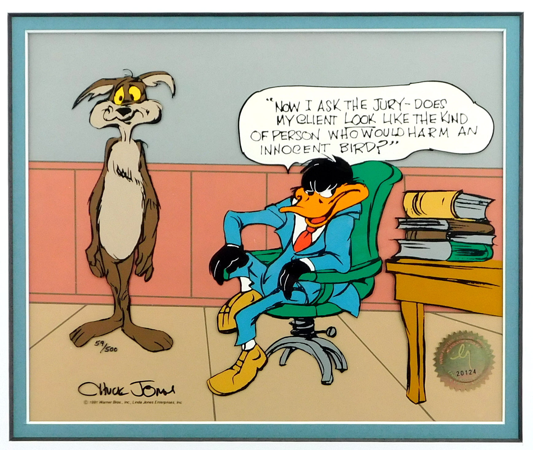 Wile E. Coyote COURTROOM Lawyer CHUCK JONES CEL Signed Limited Edition Art Cell