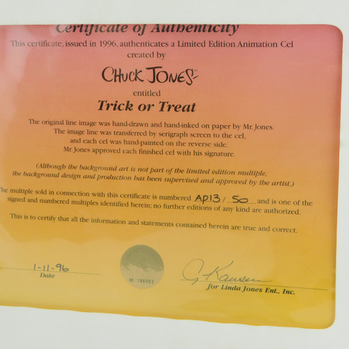 Trick or Treat Chuck Jones Signed Cel Artist Proof Bugs Bunny