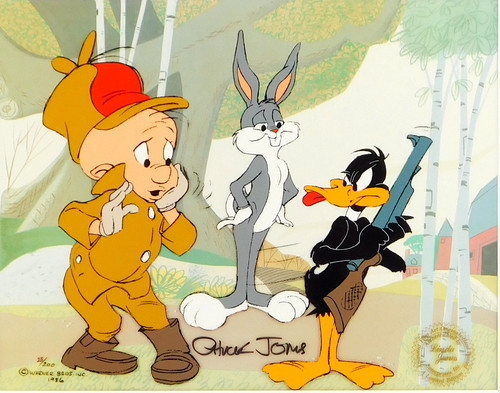 Bugs Bunny Daffy 'RABBIT SEASONING' Signed CHUCK JONES Cel Art Cell ...