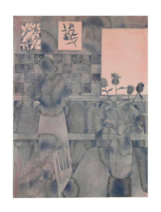 When the Black Birds Sing, watercolour on paper by