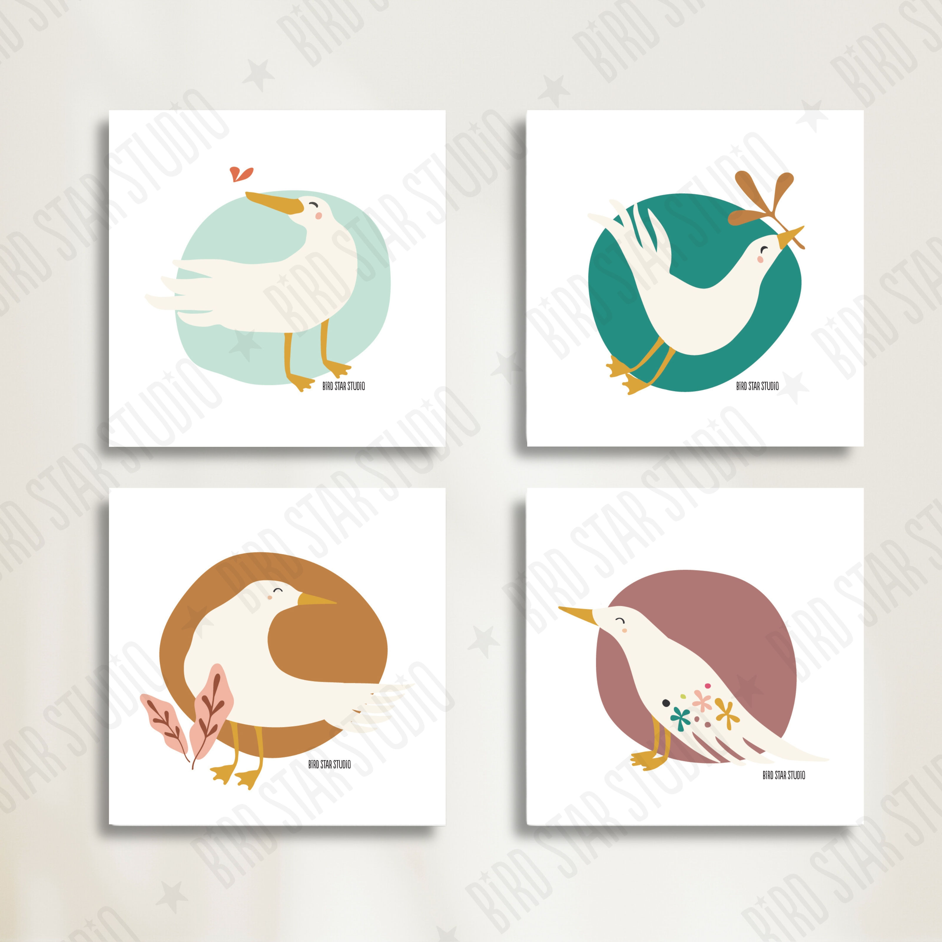 Joy Birds - (Mini Set of 4, each 3x3)
