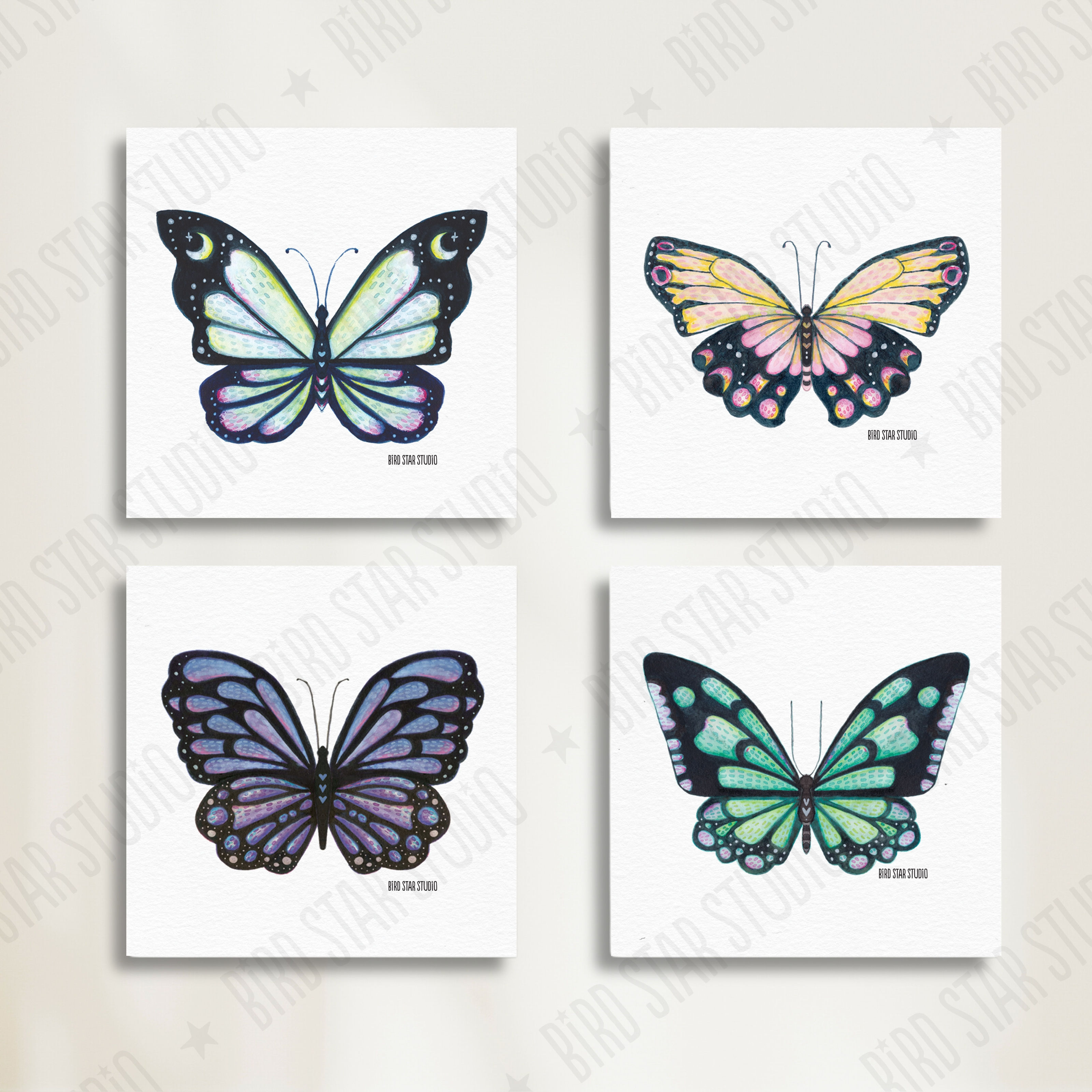 Galaxy Butterflies - (Mini Set of 4, each 3x3)