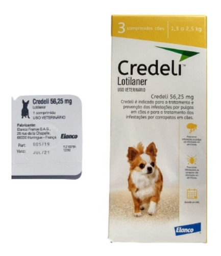 Miniatura: Antipulgas e Carrapatos Elanco Credeli 56,25 mg para Cães