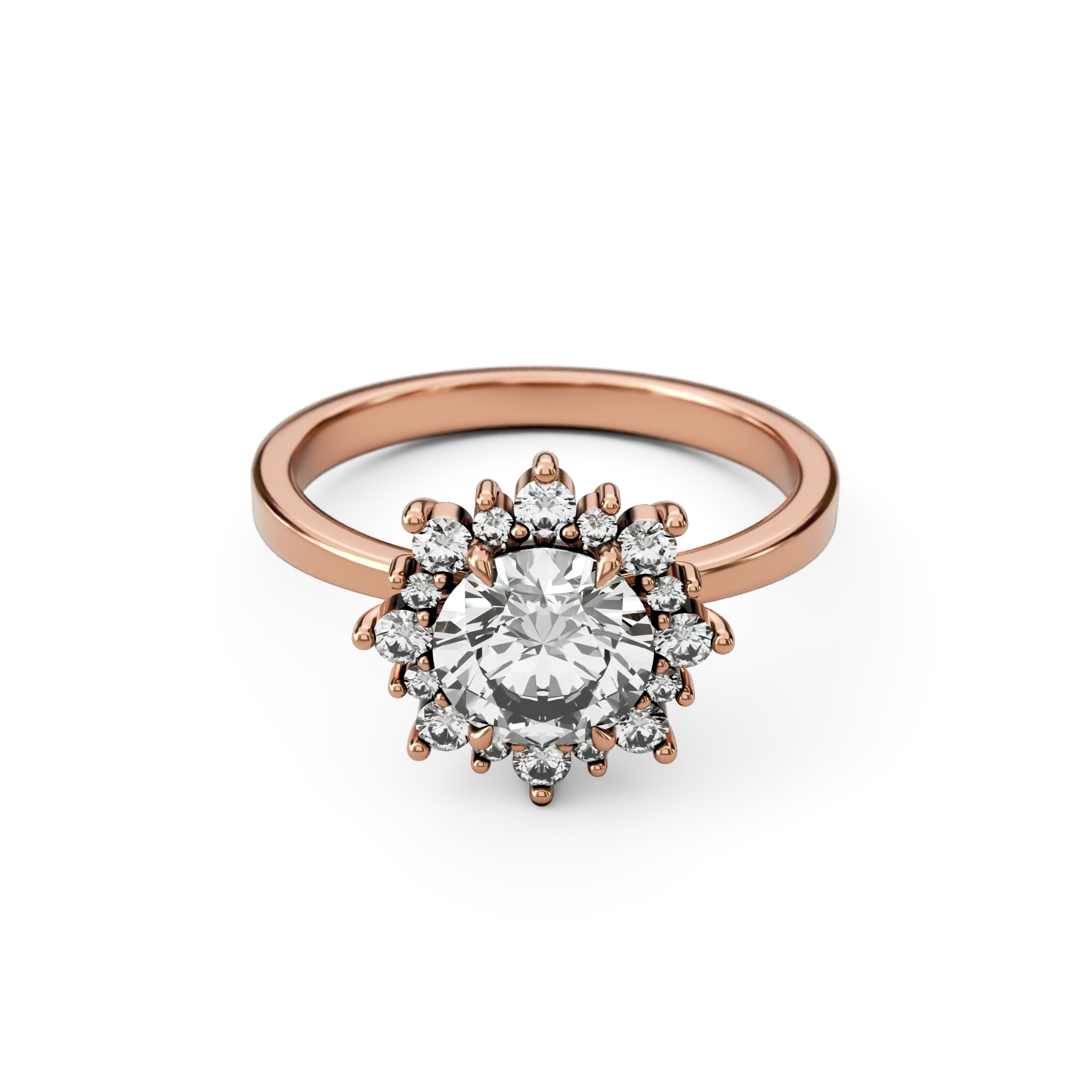 front view of rose gold Aurora Ring