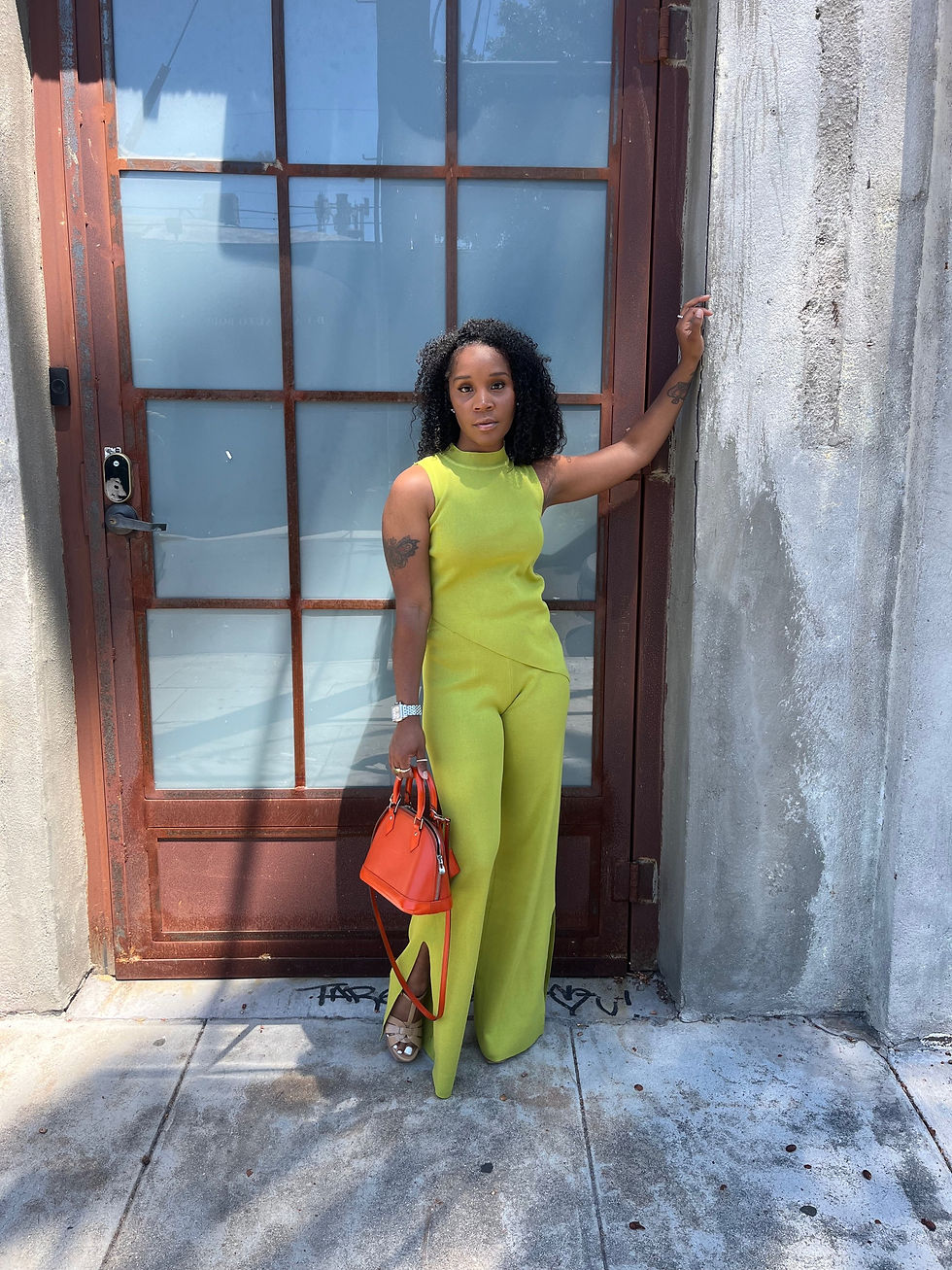 Thumbnail: Sleeveless Lime Knit Pant Set