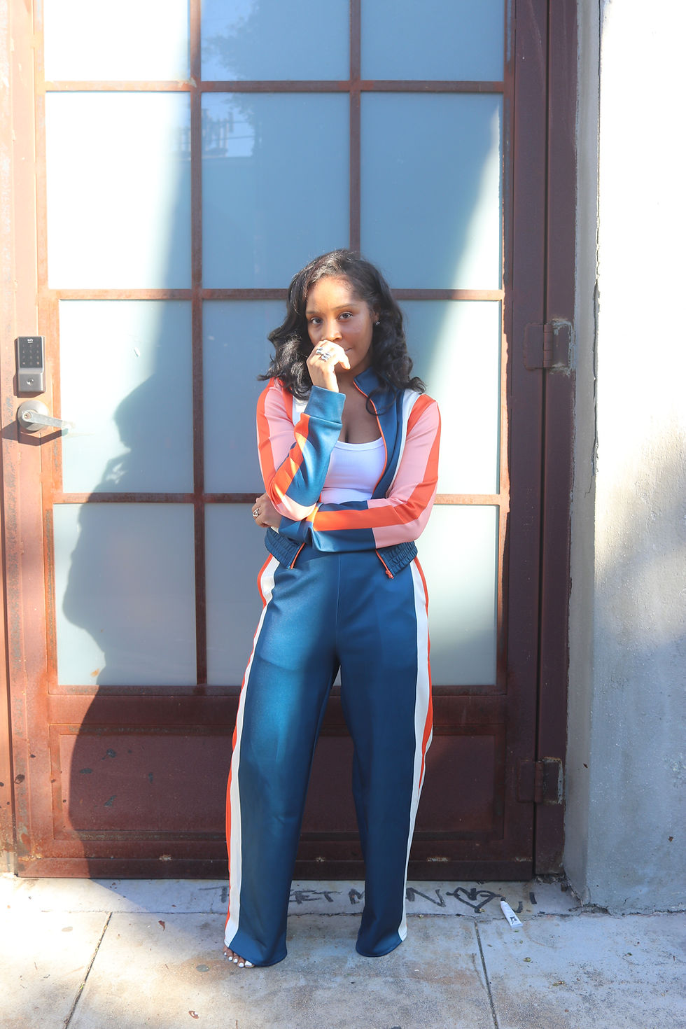 Thumbnail: Orange/Navy Tracksuit w/Cropped Jacket