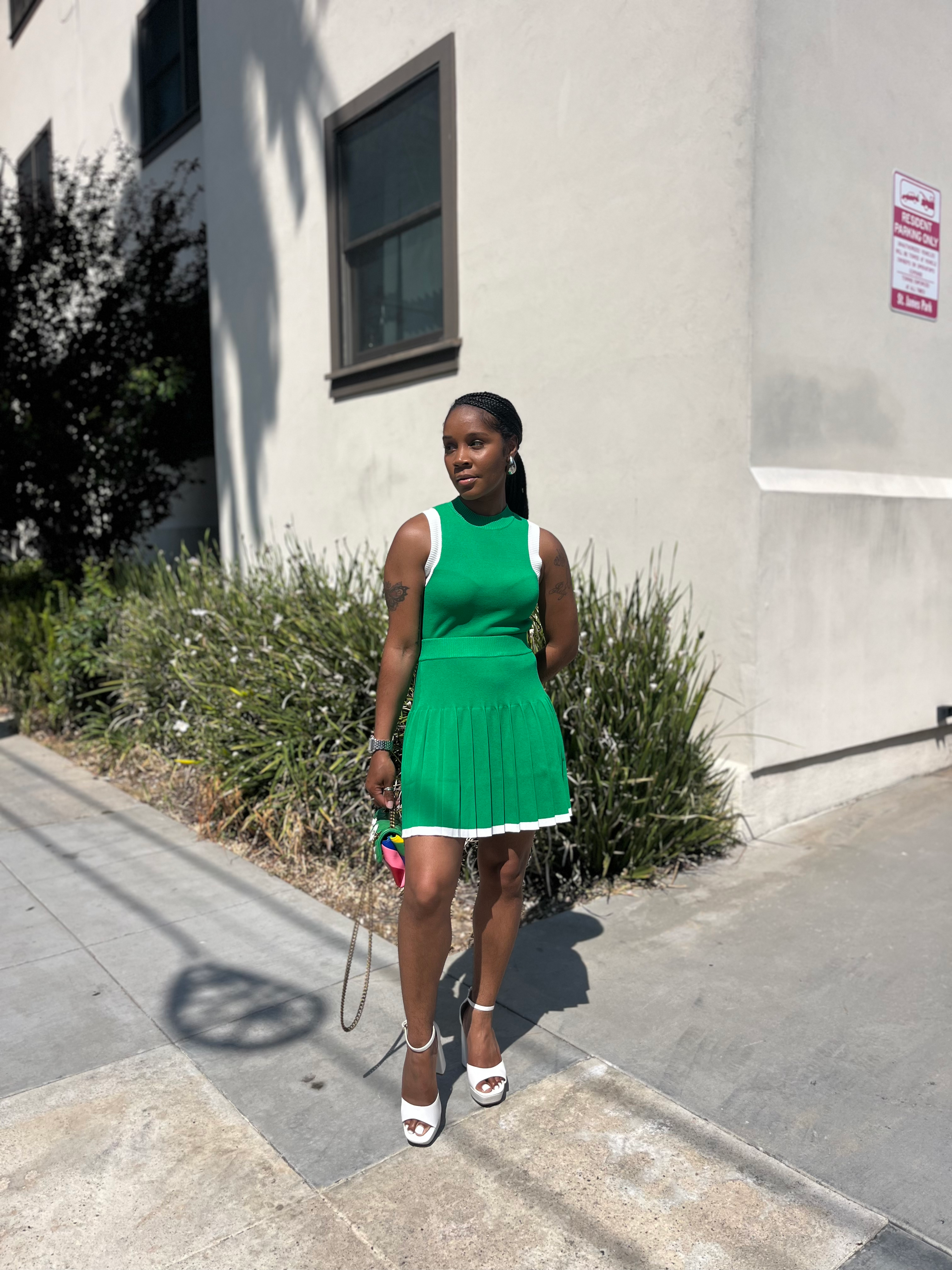 Green Tennis Knit Skirt Set