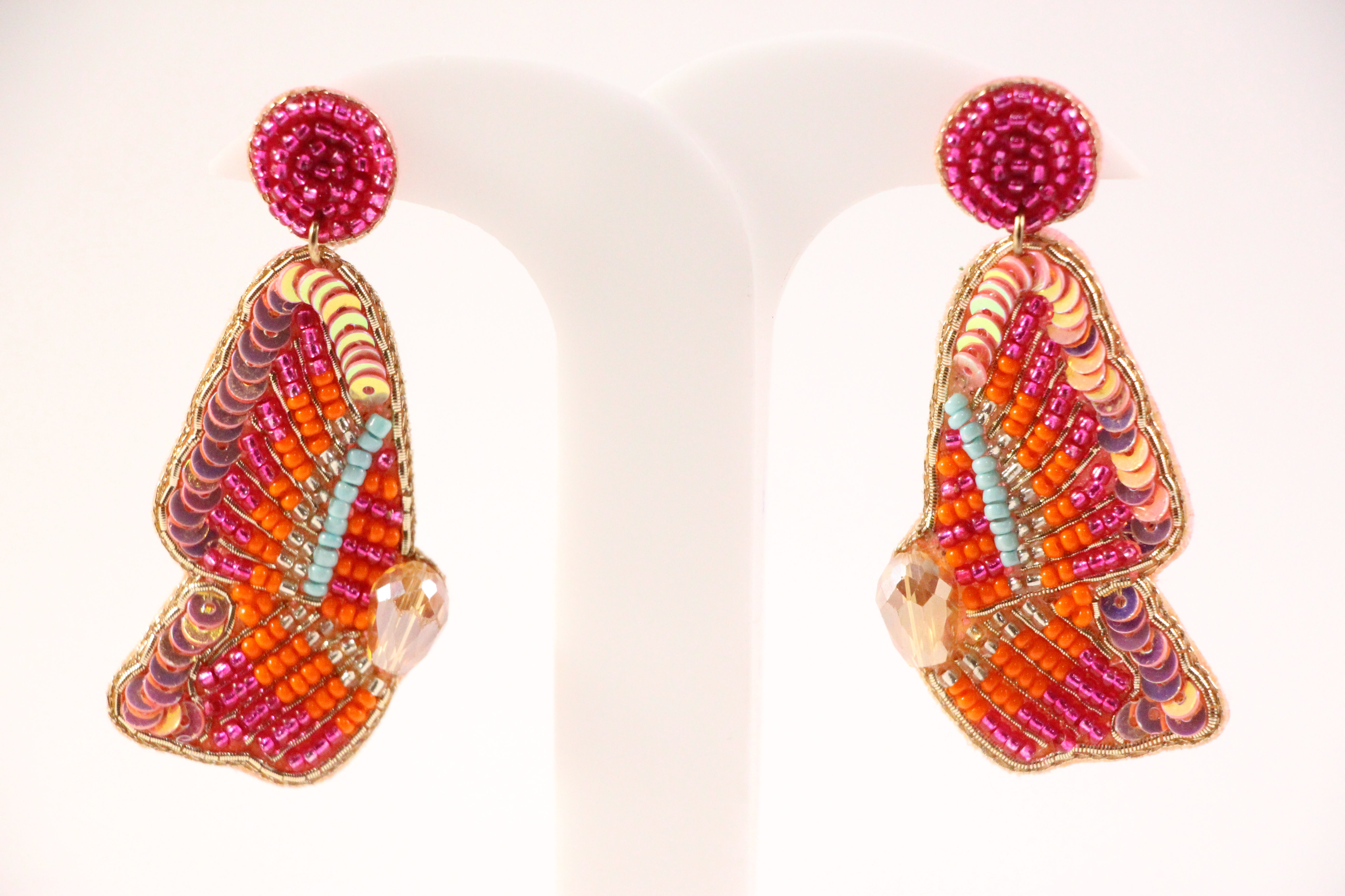 Flutterflare Wing Beaded Handmade Earrings