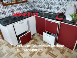red and white aluminium kitchen 94004903