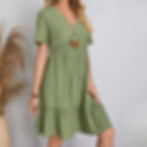 Miniatura: Vestido Peplum Verão Decote V Babados Elegante