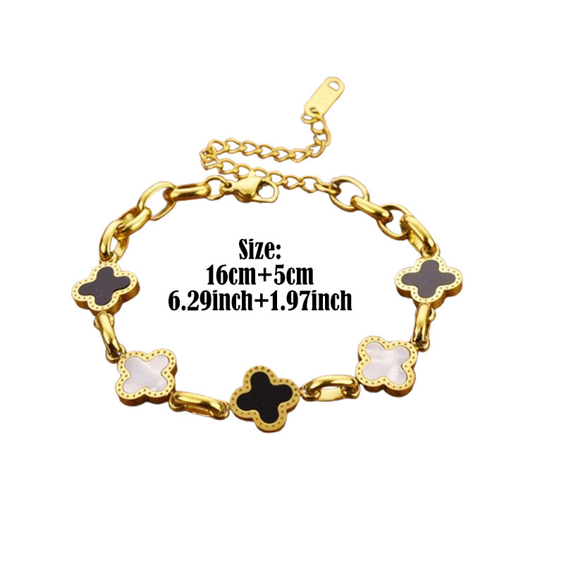 Miniatura: Pulseira Trevo de Quatro Folhas Aço Titânio