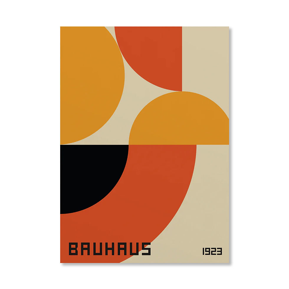 Miniatura: Abstract Orange Bauhaus Geometric Poster Pop Art Sunrise & Bicycle Wall Art Prin