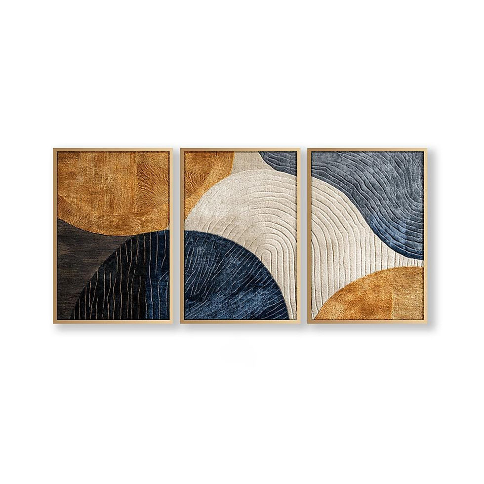 Miniatura: Conjunto 3 Quadros Abstratos Estilo Japandi