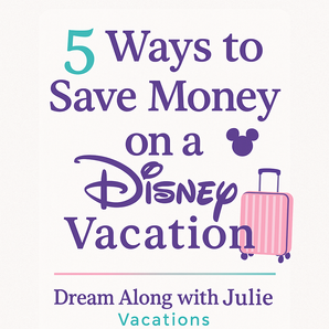 Saving money on a Disney Vacation written with a suitcase