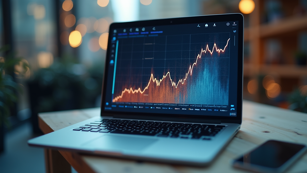 Vue rapprochée d’un graphique de croissance sur un écran d’ordinateur portable