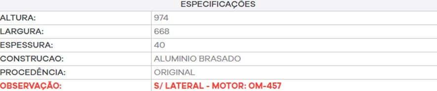 Miniatura: RADIADOR ÁGUA MB AXOR 2035 – 2040 – 2044 – 2540 – 2544 – 2640 – 3131 - 3341 S/LA