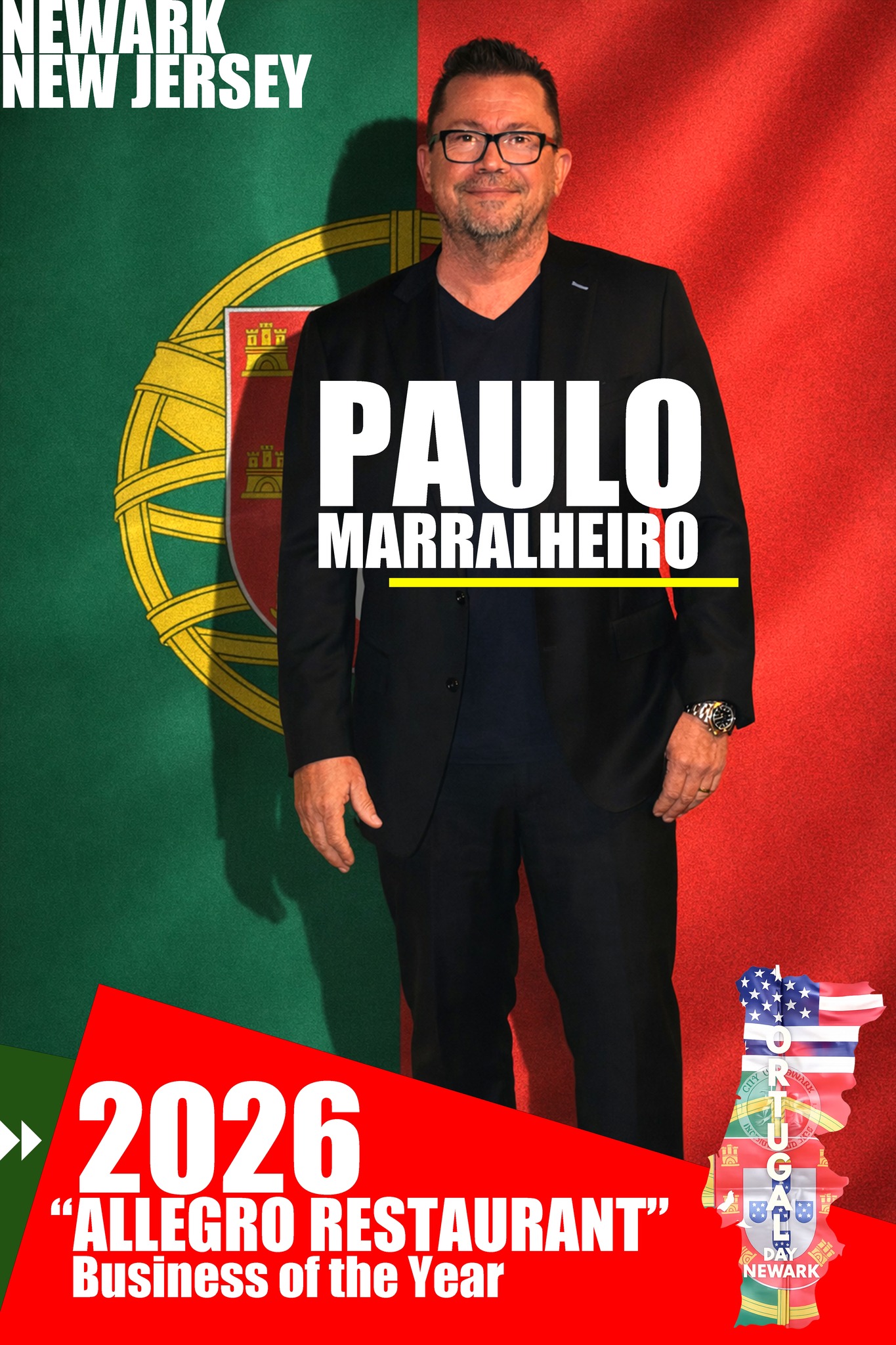 Paulo Marralheiro, Allegro Restaurant, Business Of The Year, Dia De Portugal Newark, 2026