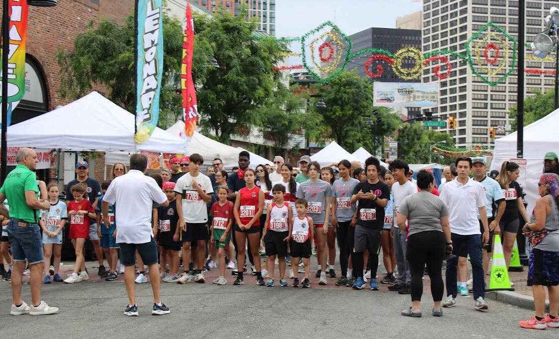 Portugal Day youth Race, starting line, Ferry Street, Newark