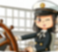 A captain in control of her ship that is represented by a business building.