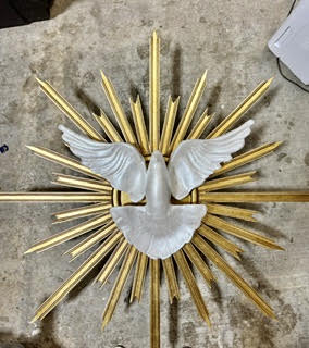 wooden dove sculpture