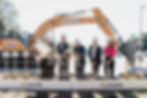 Fr. Patrick Broussard, James McCrery (McCrery Architects), Bishop Deshotel, Will Seath (McCrery Architects), and Mary Hernandez break ground on the new Our Lady of Wisdom.