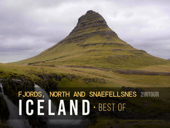 Kirkjufell Mountain, with its iconic cone-shaped silhouette, and the Kirkjufellsfoss waterfall at its base