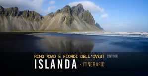 Stokksnes, Islanda. Spiaggia nera con riflesso della montagna Vestrahorn