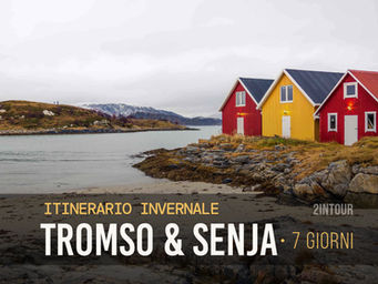 Sommarøy, Norvegia. Tre iconiche case colorate ai piedi di una spiaggia chiara